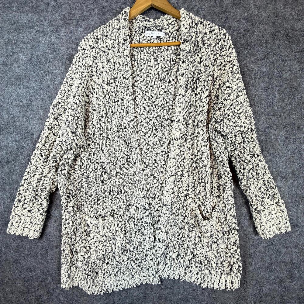 Young Fabulous & Broke Cardigan Sweater Women M/L White Black Cozy Lagenlook